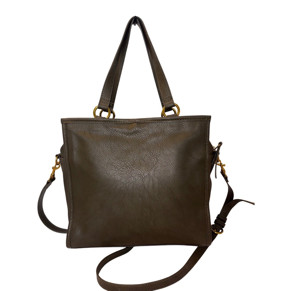 Universal Thread Olive Green Faux Leather Tote Crossbody Bag Gold Hardware